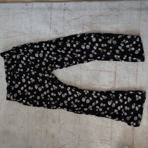 Zara Girls Black Pants With Daisies